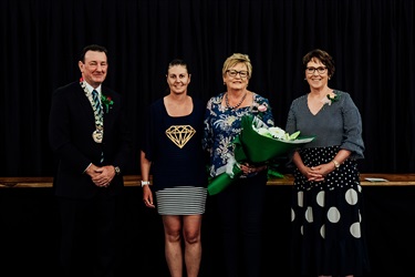 Kim Layzell and Glennis Small accepting on behalf of the late Darryl Small - Special Civic Honour Award.