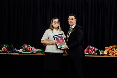 Aaliyah Wicks - Receiving Horowhenua Youth Excellence Scholarships for Arts & Culture.