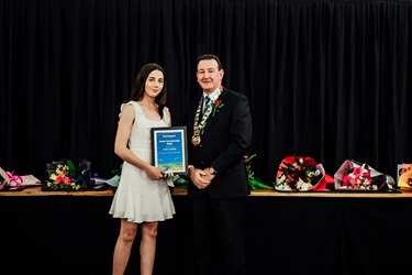 Carter Maddock - Receiving Horowhenua Youth Excellence Scholarships for Academia.