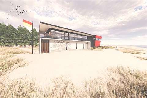 Waitarere Beach Surf Life Saving Community Facility - Beach Perspective.
