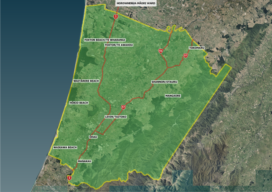 Local Elections 2022 Horowhenua District Council - Horowhenua (Māori) Ward Map.