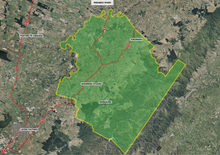 Local Elections 2022 Horowhenua District Council - Miranui Ward Map.