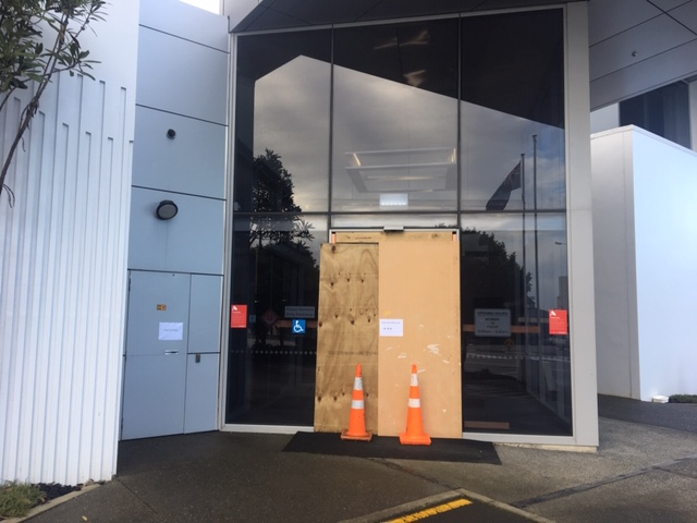 Horowhenua District Council's Main Office access doors vandalised.