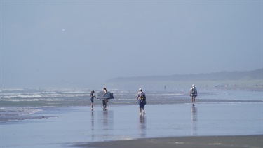 Beach goers at Waitārere Beach