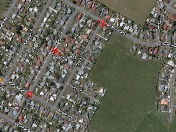 Ongoing incident in Bledisloe Street Levin - Map showing Police cordons as at 8.30am 5 August 2022.
