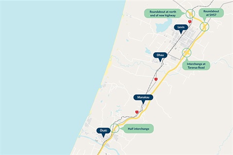 Ō2NL Highway Overview Graphic project thumbnail image - map credit Waka Kotahi New Zealand Transport Agency.