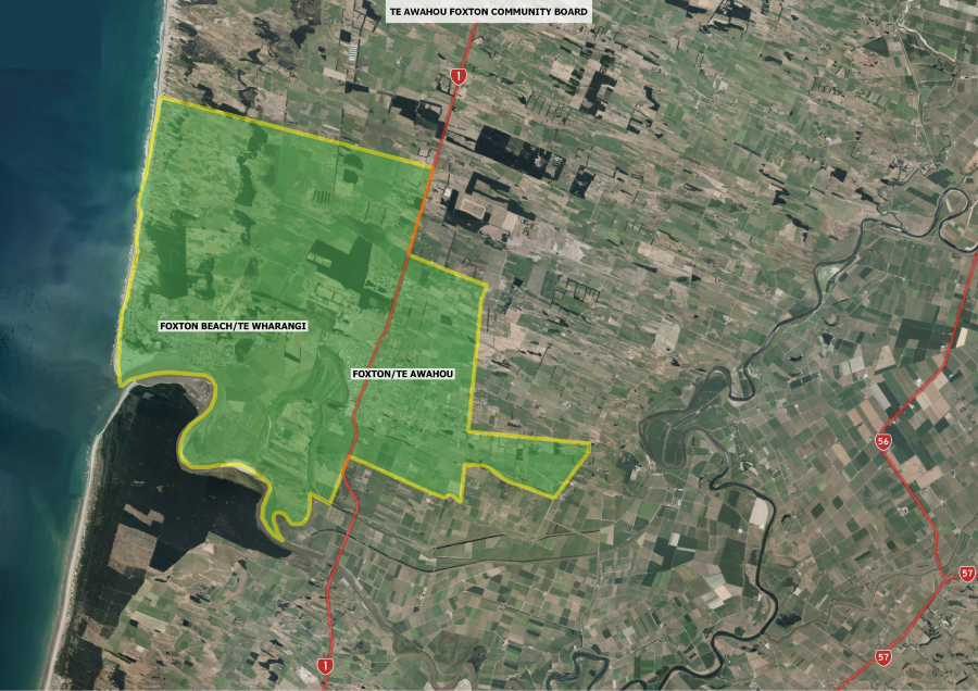 Local Elections 2022 Horowhenua District Council - Te Awahou Foxton Community Board Ward Map.