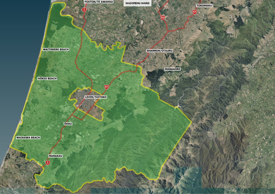 Local Elections 2022 Horowhenua District Council - Waiopehu Ward Map.