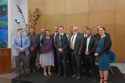 Group photo of Elected Members at the Horowhenua District Council Inaugural Meeting on 26 October 2022.