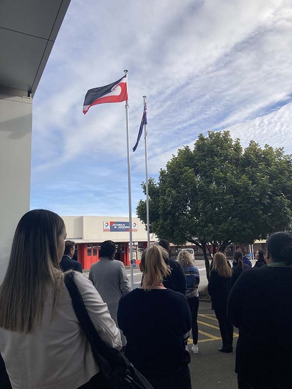 raising of the Tino Rangatiratanga flag and waiata.