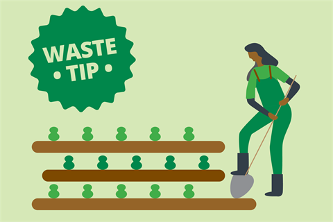 Waste tip - lady gardening.