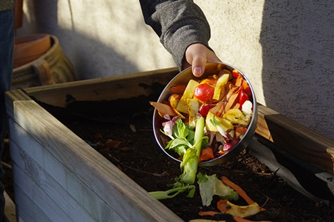 Gardening with Simon Simple Composting - Adding vegies to compost pile.