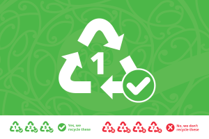 Plastics that have a recycling number 1, can be placed in your recycling wheelie bin.