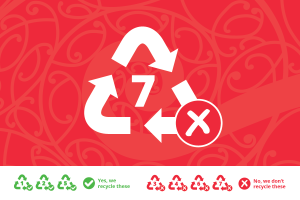 Plastics that have a recycling number 7 can't be recycled. Please place in your rubbish bag instead.