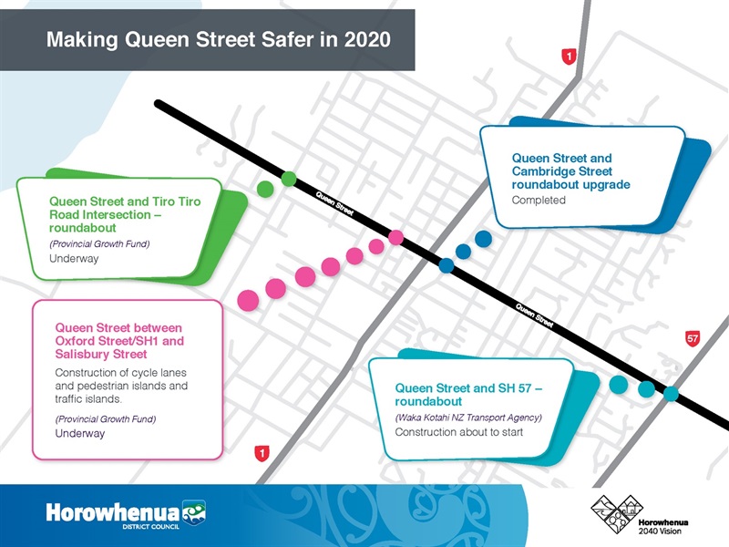 Growth map showing planned safety improvements for Queen Street.
