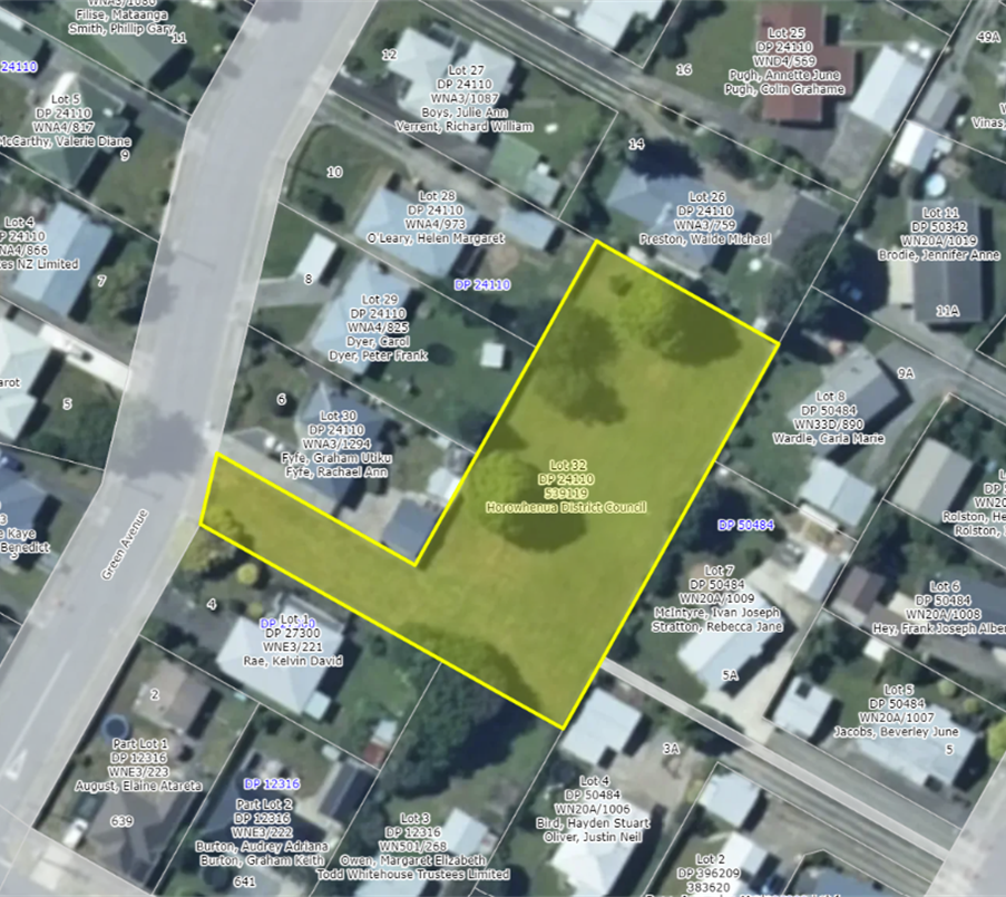 Map of Green Avenue Reserve, Levin.